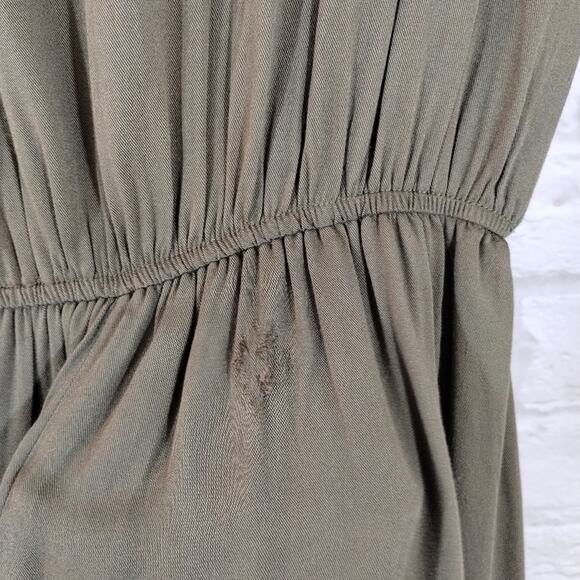 L Andree by Unit Olive Green Dolman Wide Sleeve Button Collared Dress S NWT Flaw - Picture 15 of 15
